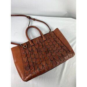 Patricia Nash Feather Leaves Mariola Tote Brown Leather